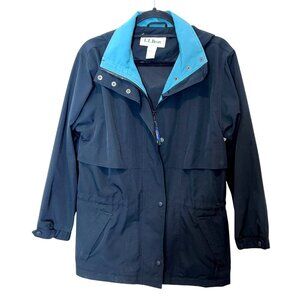 Vintage LL Bean Women M Anorak Vented Parka Coat Jacket Hidden Hood Zip Thailand